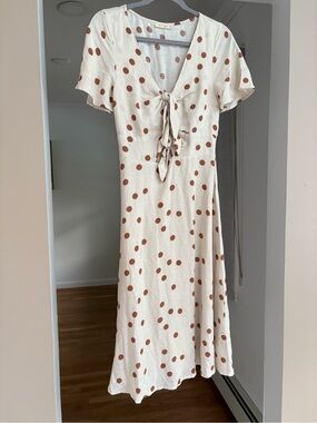 ILLA ILLA Cream Midi Polka Dot Dress